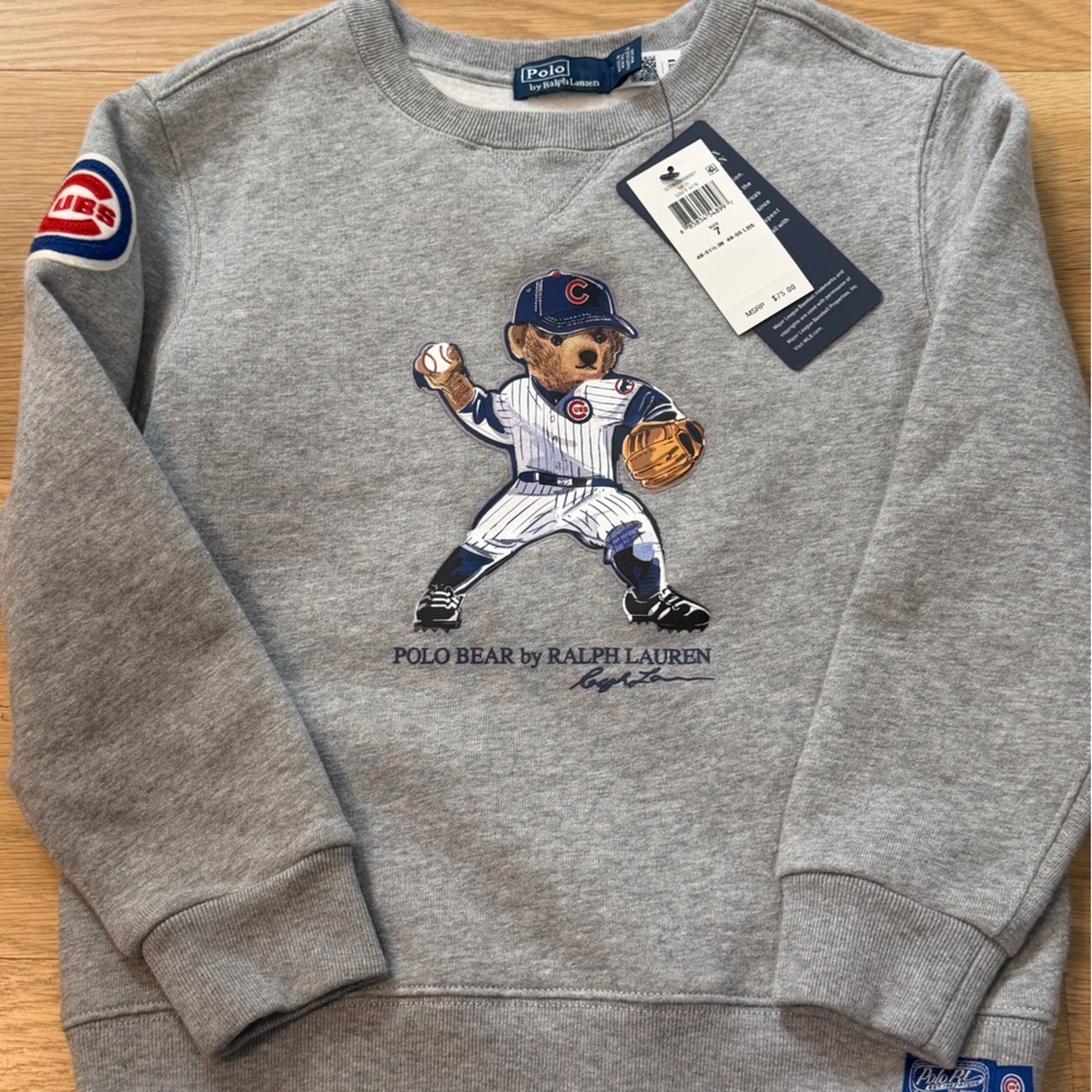 Ralph Lauren Gray Polo Bear Baseball Sweatshirt